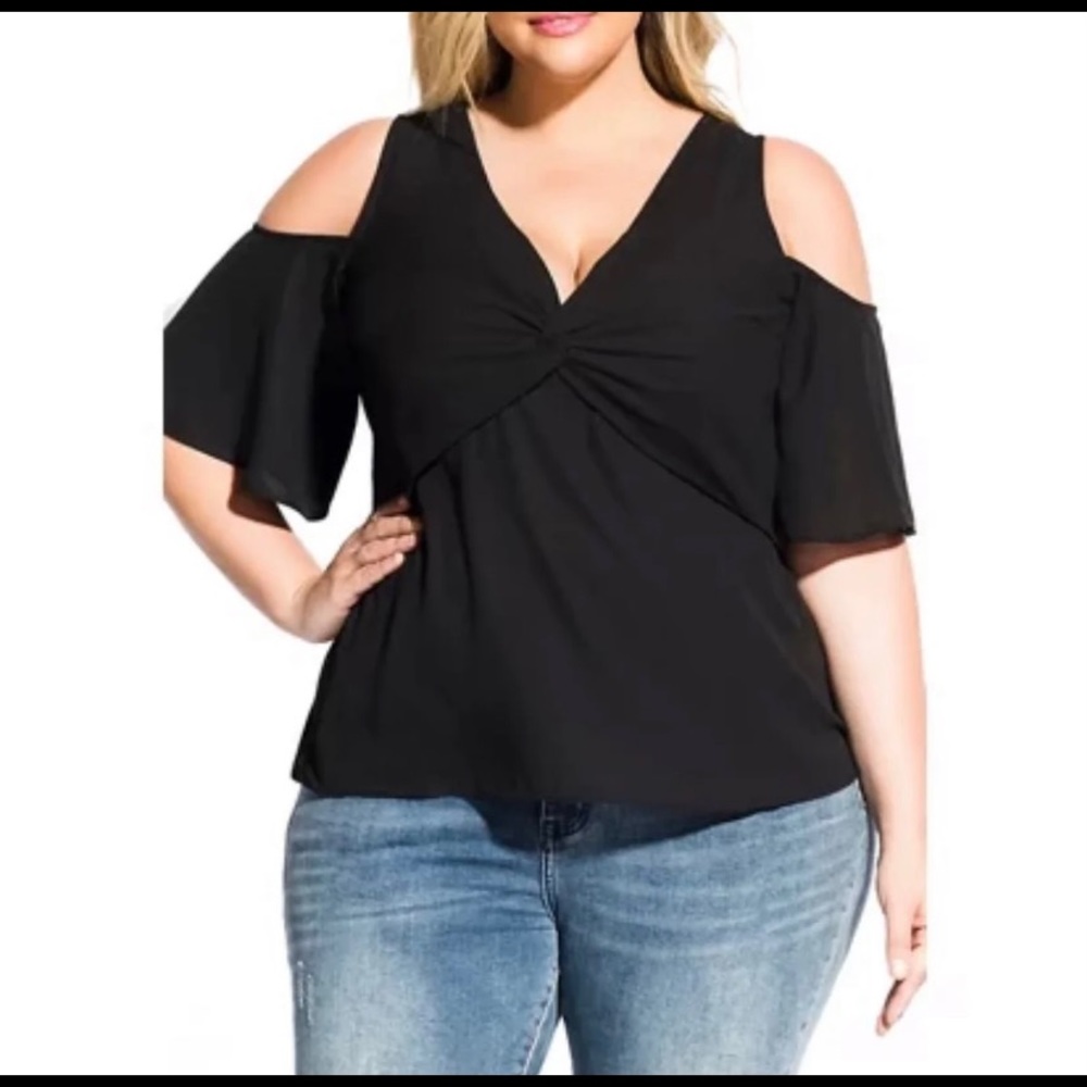 City Chic Cold Shoulder Top L/20 NWT